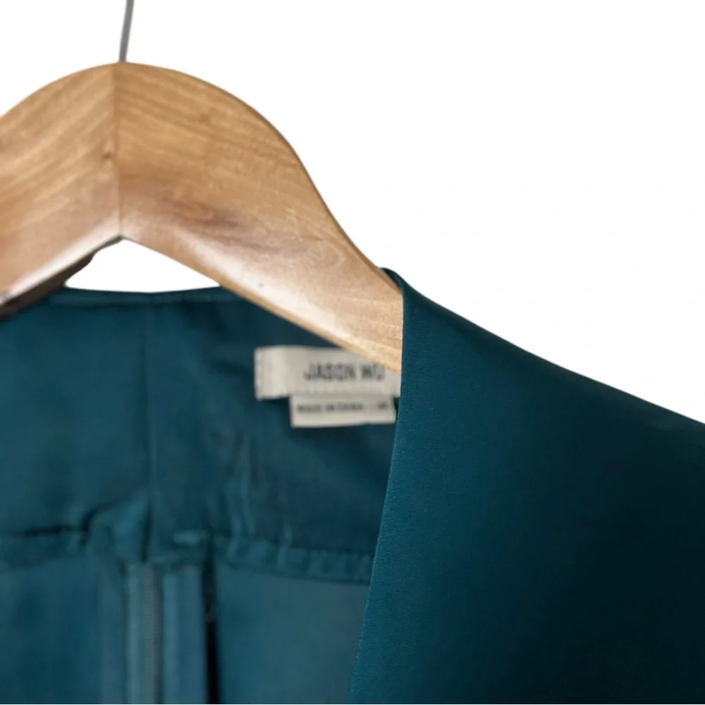 Jason Wu Satin Midi Teal Green Cutout Dress M - Picture 9 of 15